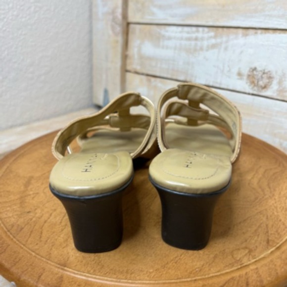 Hannah Womens Ridge Slide Sandals Block Heels Shoes Brown Slip On‎ Cut Out 10 M - Picture 10 of 12